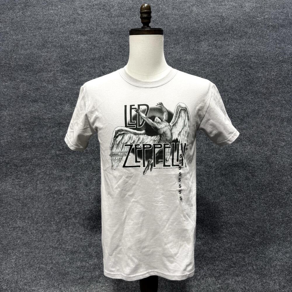 Gildan Led Zeppelin Shirt Mens Small White Band Rock Graphic T-Shirt Tee